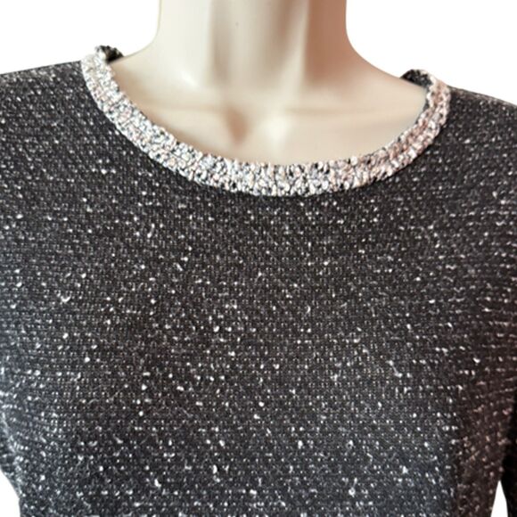 CAbi Gray Coco Boucle Short Sleeve Sweater Top Size M - Picture 6 of 9